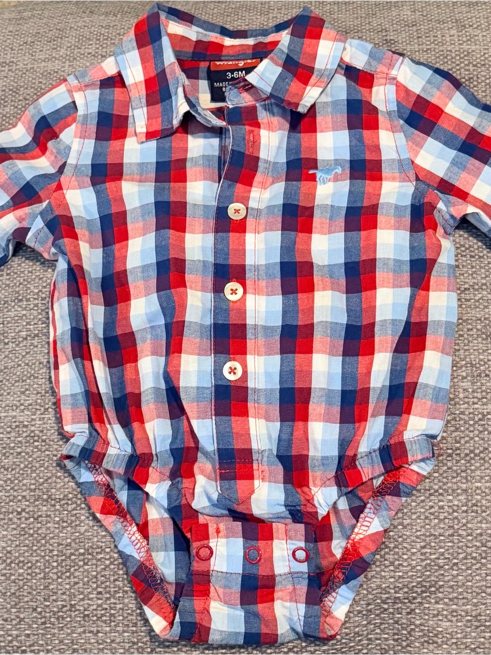Wrangler Red Blue White Plaid Button-Up Shirt